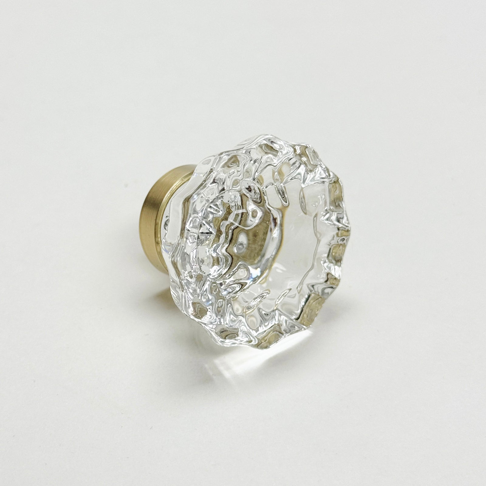 Round Flower Brass & Glass Cabinet Knob - Purdy Hardware - 