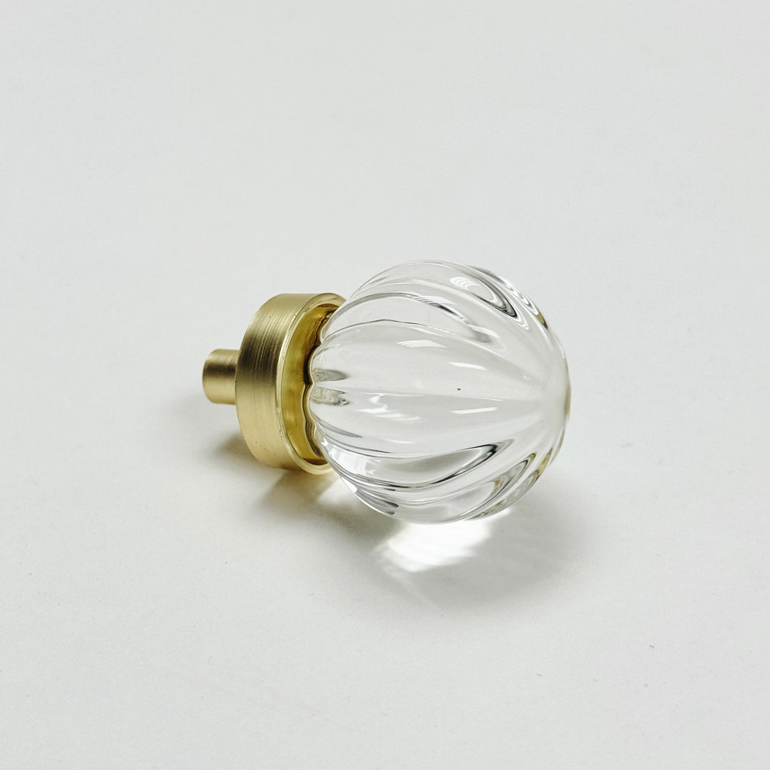 Ball Flutter Brass & Glass Cabinet Knob - Purdy Hardware - 