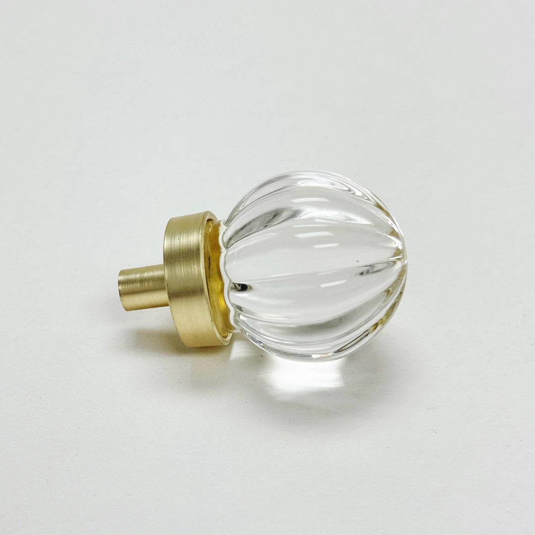 Ball Flutter Brass & Glass Cabinet Knob - Purdy Hardware - 