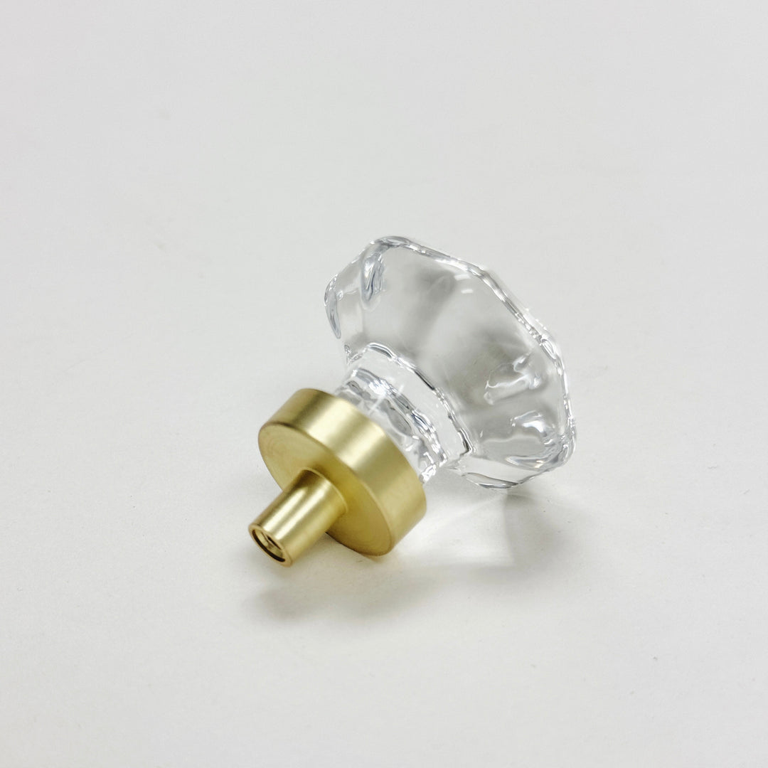 Diamond Brass & Glass Cabinet Knob - Purdy Hardware - 