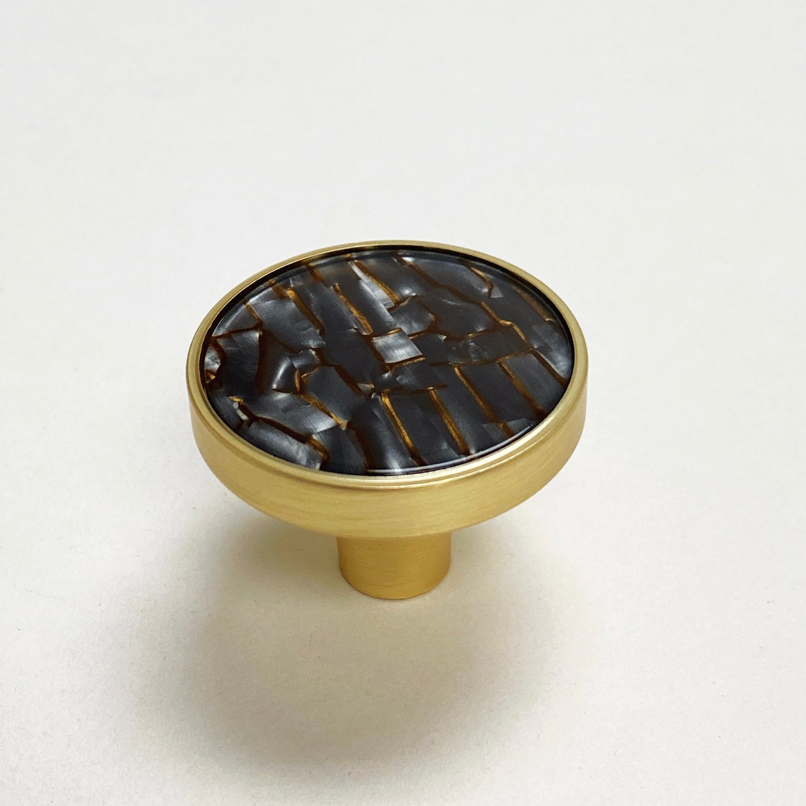 Round Dark Grey Pears & Brass Drawer Cabinet Knob - Purdy Hardware - 