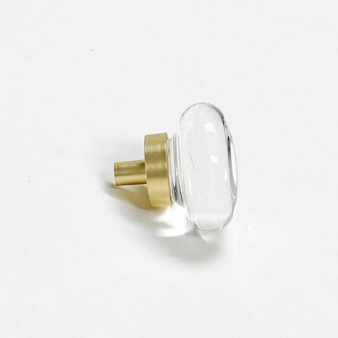 Round Brass & Glass Cabinet Knob - Purdy Hardware - 