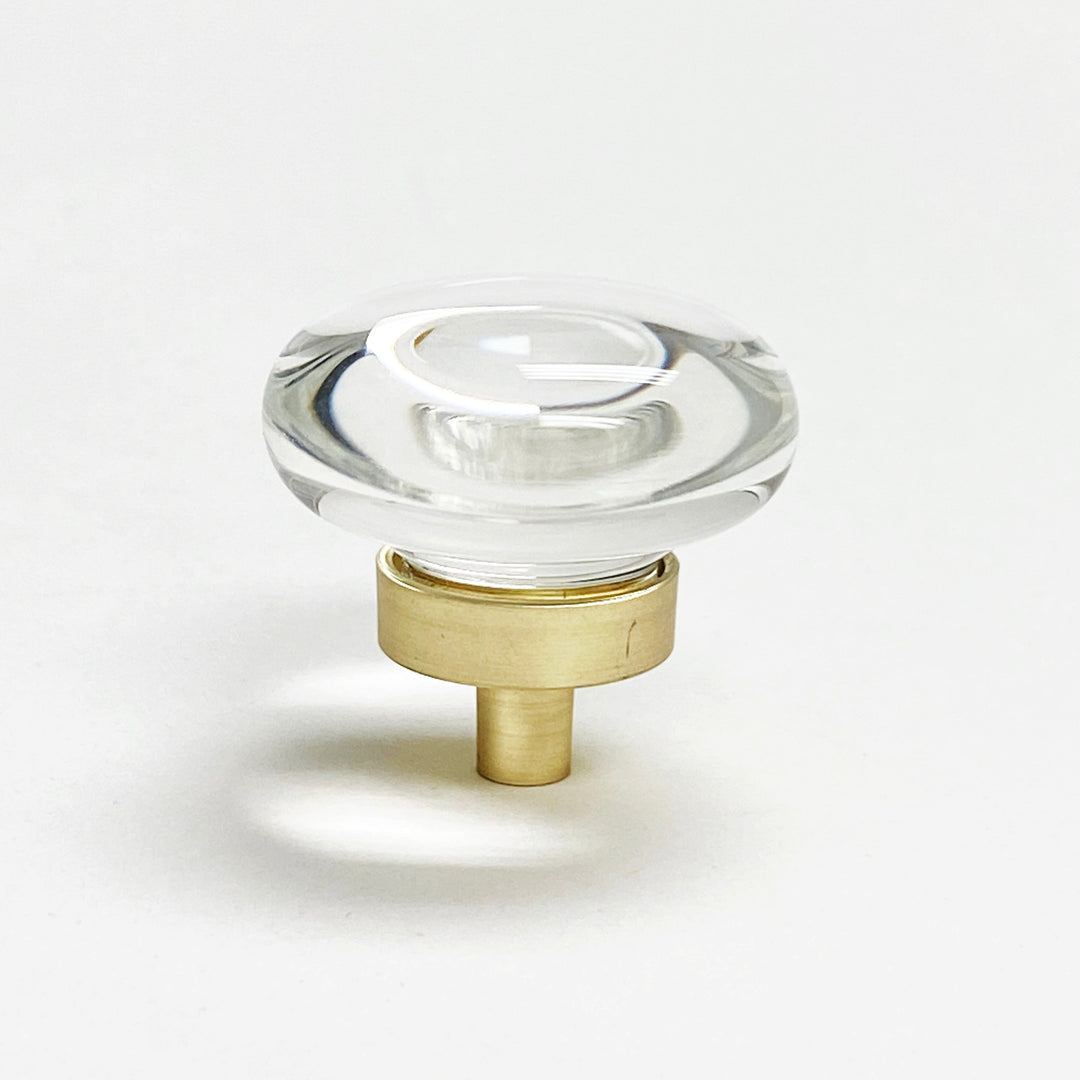 Round Brass & Glass Cabinet Knob - Purdy Hardware - 