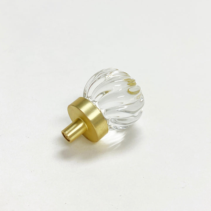 Twirl Brass & Glass Cabinet Knob - Purdy Hardware - 