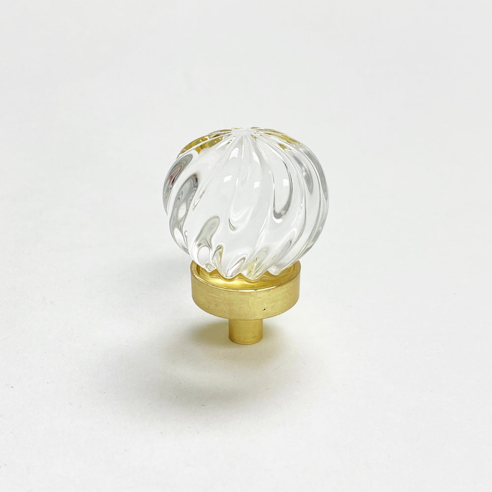 Twirl Brass & Glass Cabinet Knob - Purdy Hardware - 