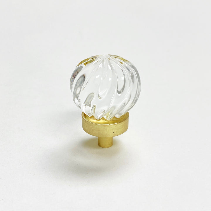 Twirl Brass & Glass Cabinet Knob - Purdy Hardware - 