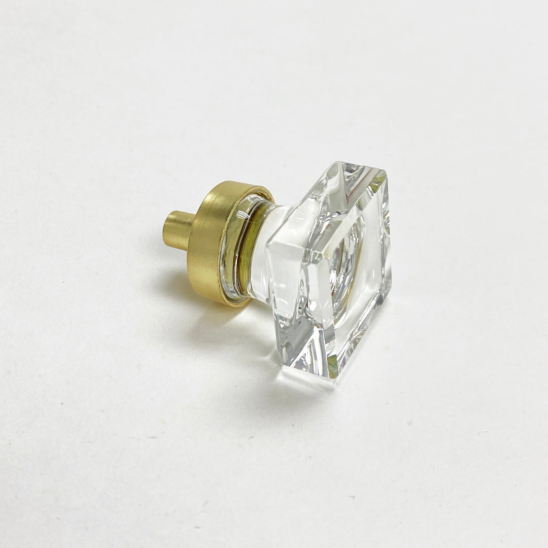 Square Brass & Glass Cabinet Knob - Purdy Hardware - 