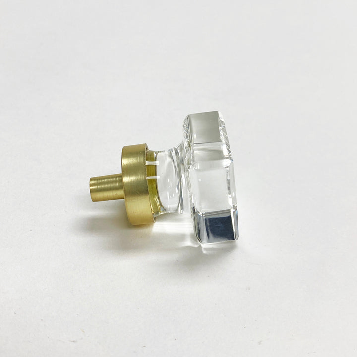 Square Brass & Glass Cabinet Knob - Purdy Hardware - 