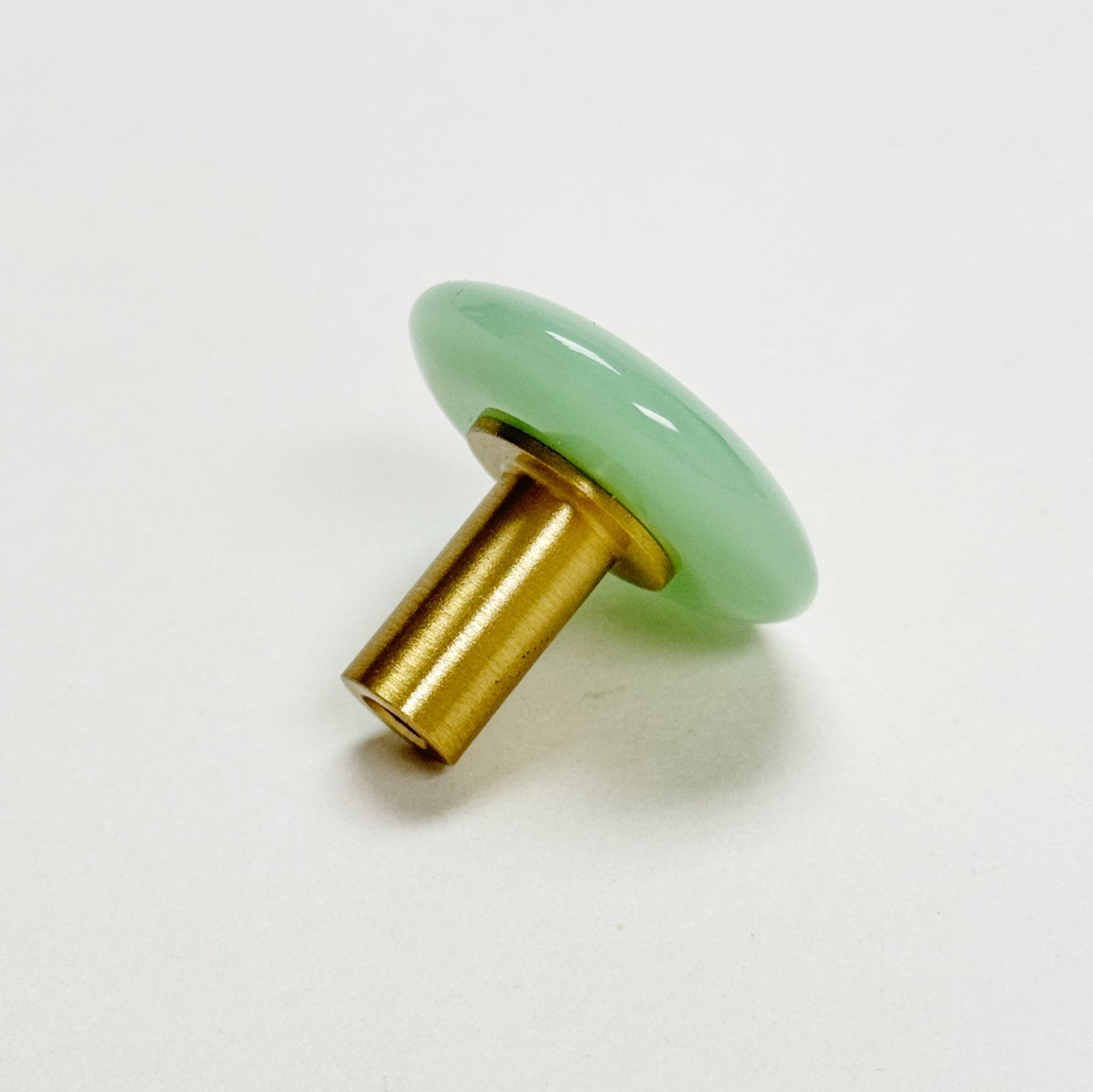 Doughnut shape artificial "Lite Jade" crystal brass drawer Knob - Purdy Hardware - 