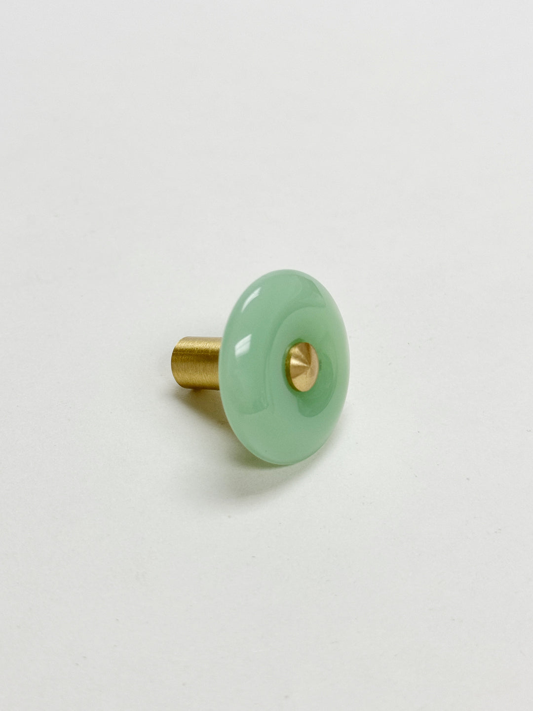 Doughnut shape artificial "Lite Jade" crystal brass drawer Knob - Purdy Hardware - 