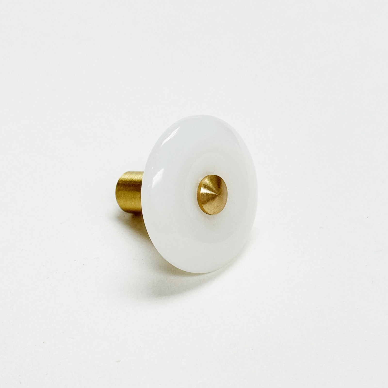 Doughnut shape artificial "Milky White" crystal brass drawer Knob - Purdy Hardware - 