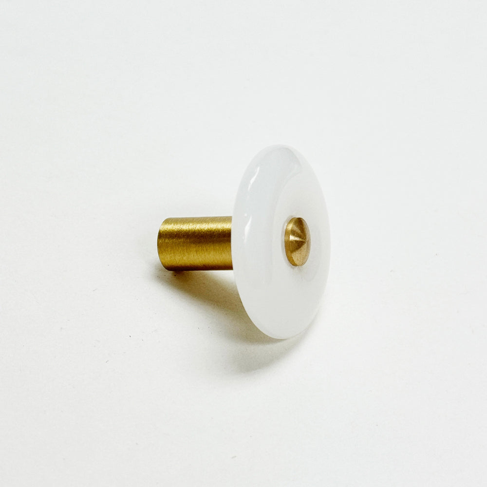 Doughnut shape artificial "Milky White" crystal brass drawer Knob - Purdy Hardware - 