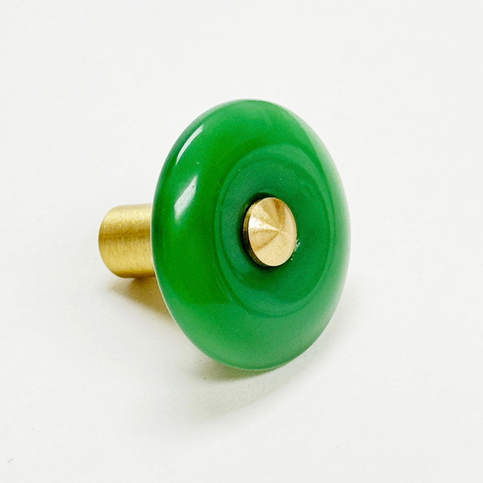 Doughnut shape artificial "Jade" crystal brass drawer Knob - Purdy Hardware - 