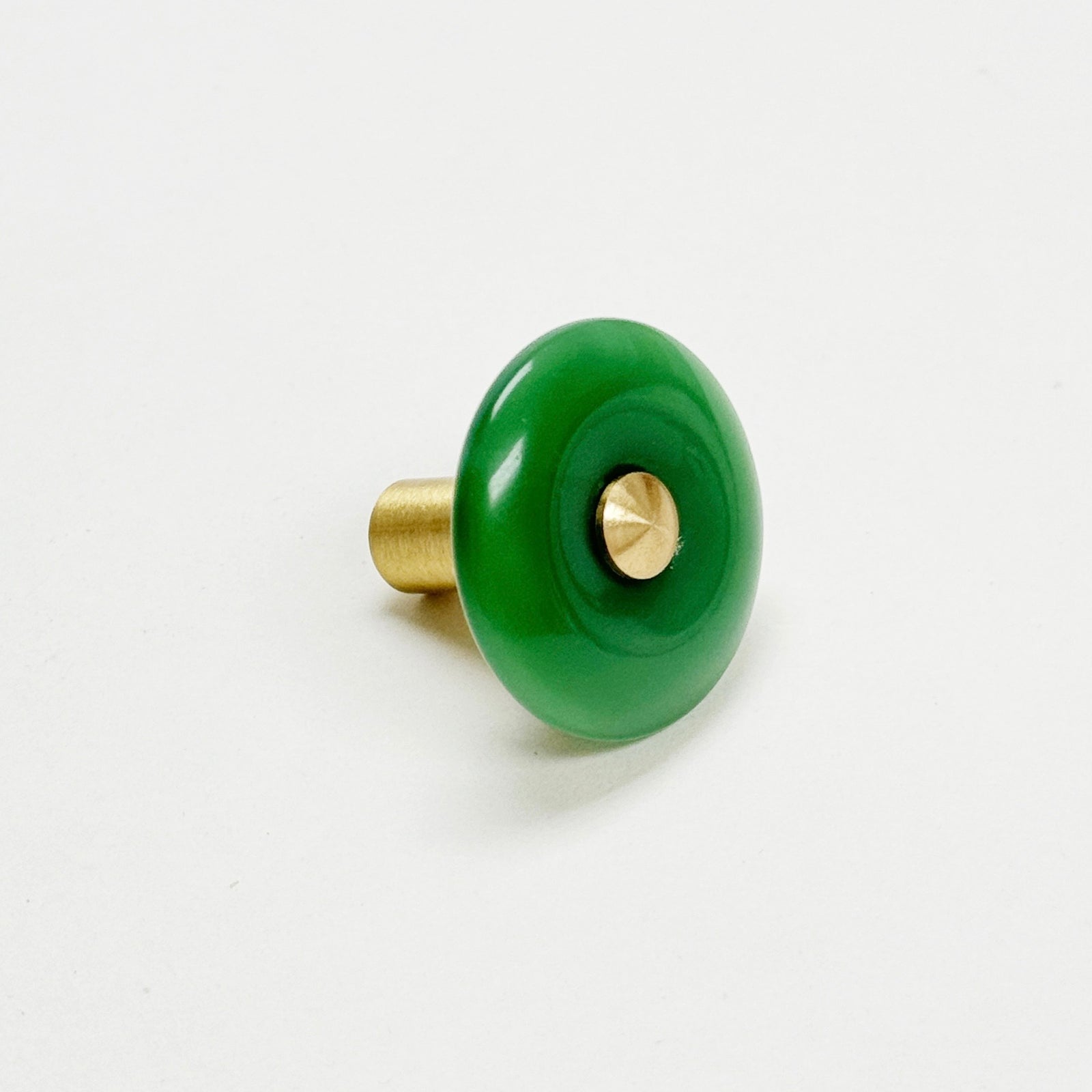 Doughnut shape artificial "Jade" crystal brass drawer Knob - Purdy Hardware - 