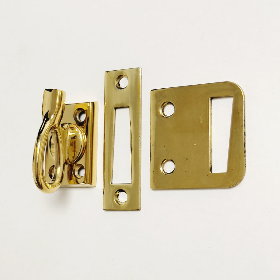 Solid Unlcquered Brass Casement Window Latch with Ring Handle - Purdy Hardware - Hooks