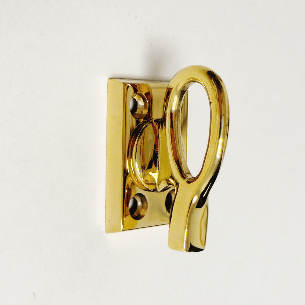 Solid Unlcquered Brass Casement Window Latch with Ring Handle - Purdy Hardware - Hooks