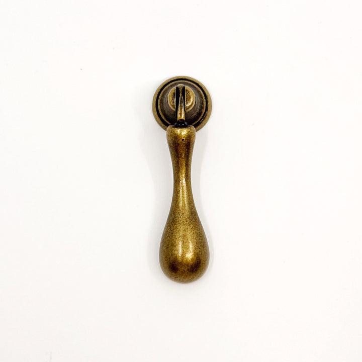 Regency Antique Brass Teardrop Drawer Pull