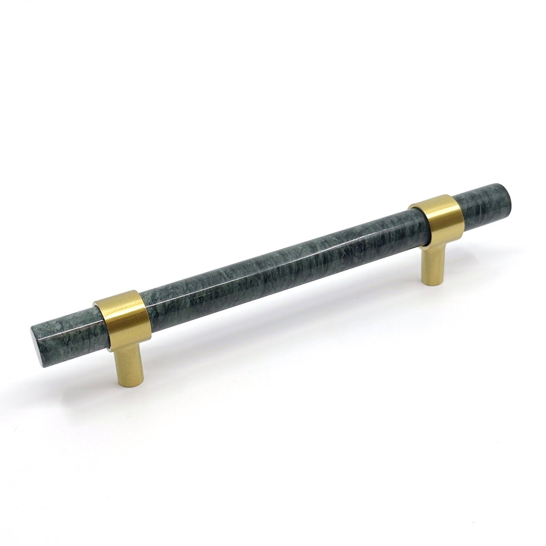 Luxe Green Marble &amp; Brass "Forest" Cabinet Handles and Knobs
