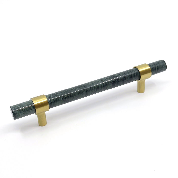 Luxe Green Marble &amp; Brass "Forest" Cabinet Handles and Knobs