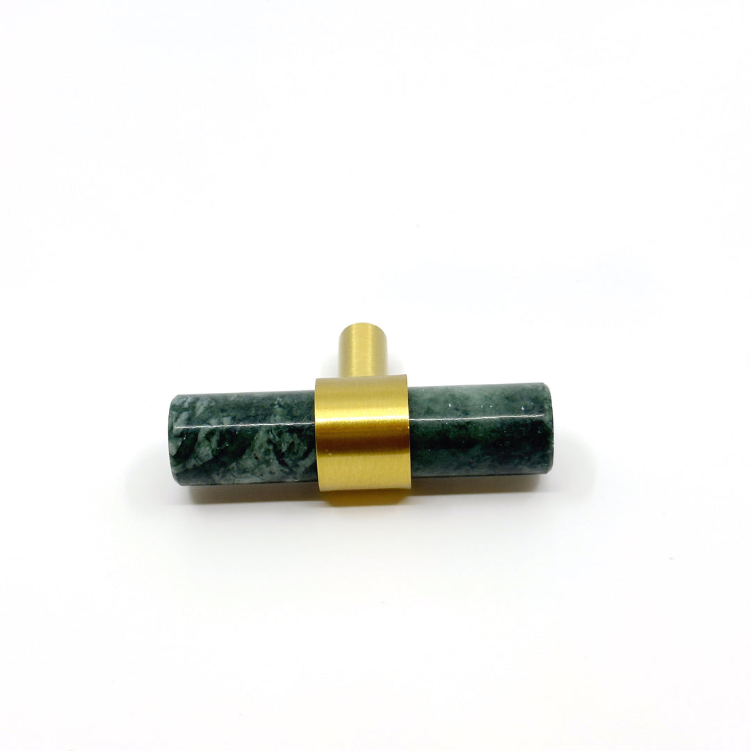 Luxe Green Marble &amp; Brass "Forest" Cabinet Handles and Knobs