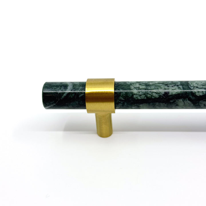 Luxe Green Marble &amp; Brass "Forest" Cabinet Handles and Knobs