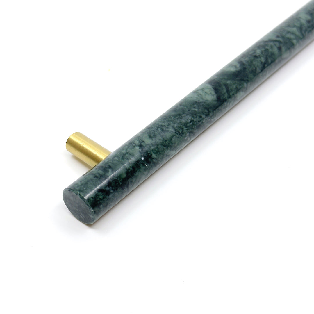 Green Marble &amp; Brass Cabinet Handles and Knobs " Verde"