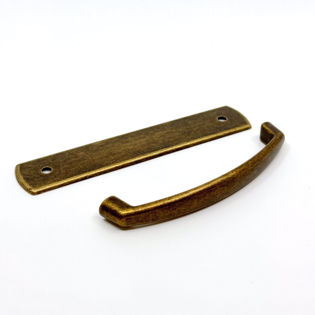 Antique Brass "Florence" Drawer Pull with Backplate