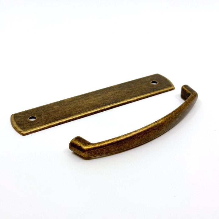 Antique Brass "Florence" Drawer Pull with Backplate