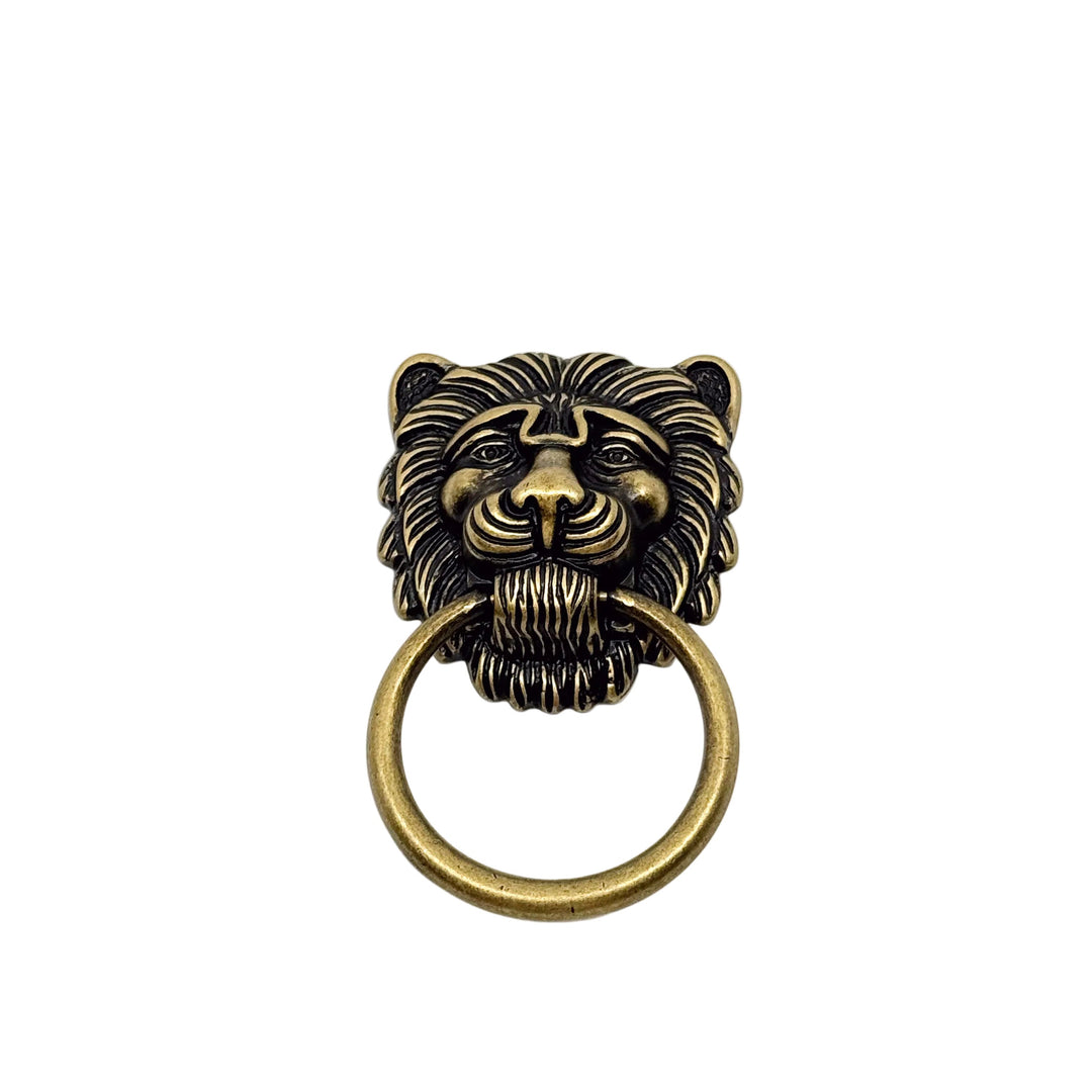 Ring Pull Lion Head in Antique Brass Drawer Cabinet  Knob