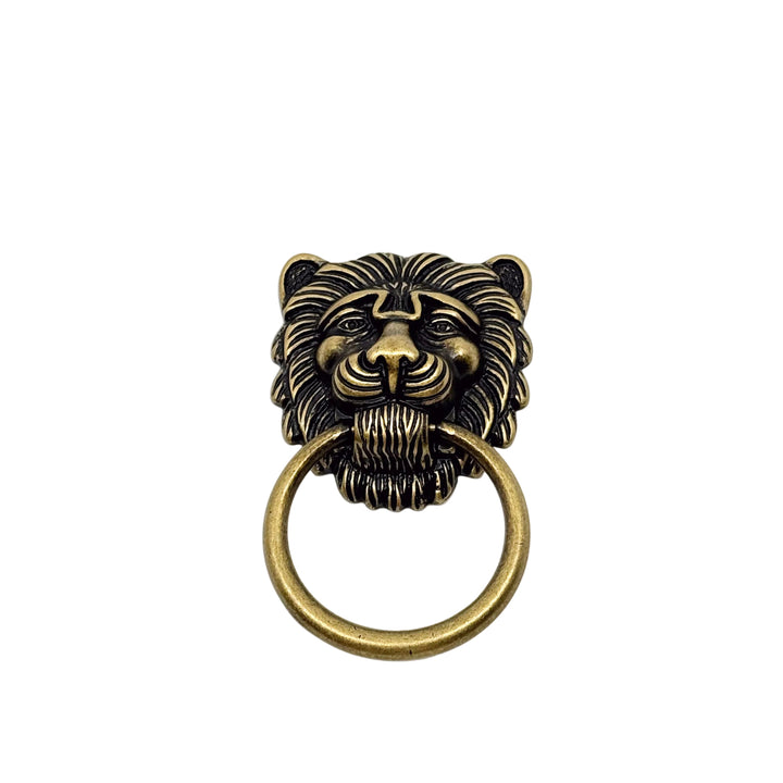 Ring Pull Lion Head in Antique Brass Drawer Cabinet  Knob