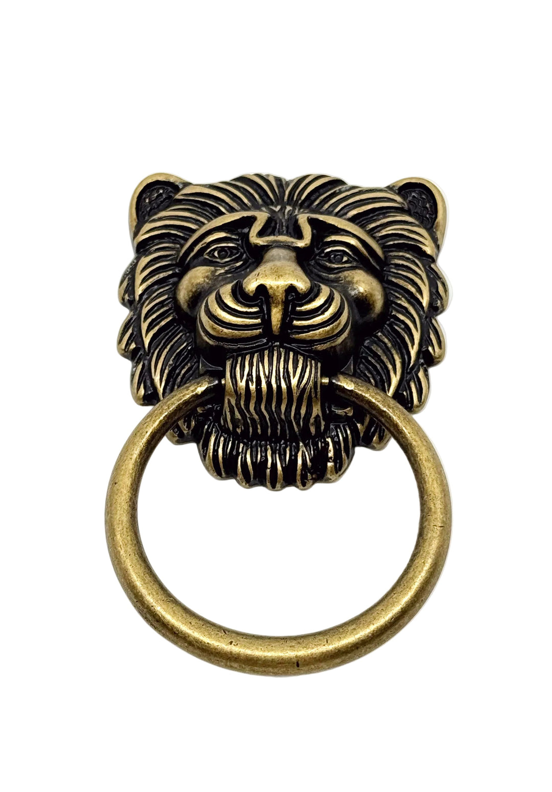 Ring Pull Lion Head in Antique Brass Drawer Cabinet  Knob