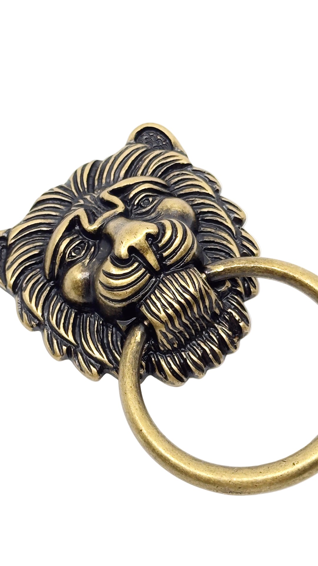 Ring Pull Lion Head in Antique Brass Drawer Cabinet  Knob