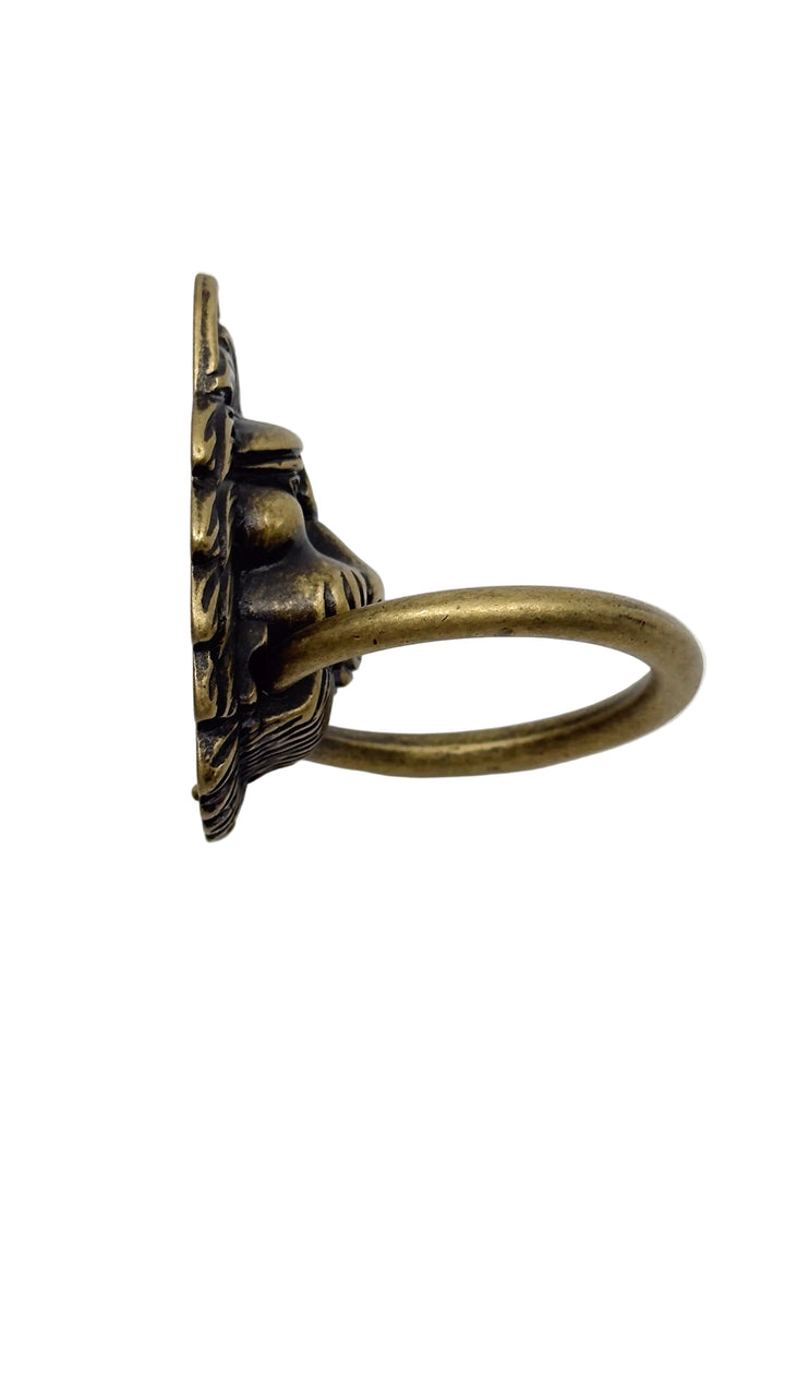 Ring Pull Lion Head in Antique Brass Drawer Cabinet  Knob
