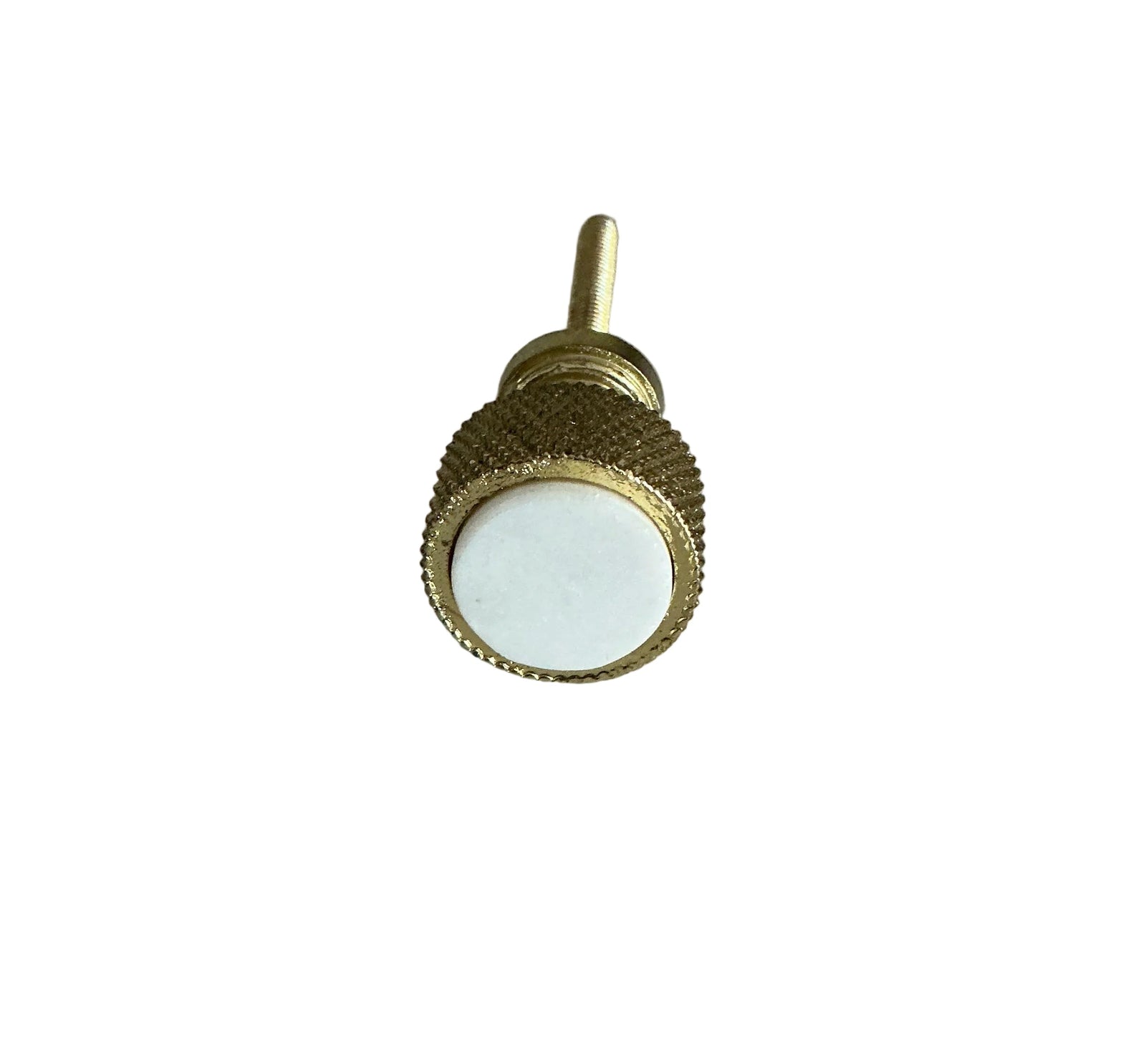 Brass Finish Cabinet Knob White Marble Stone Knob - Purdy Hardware - Knobs