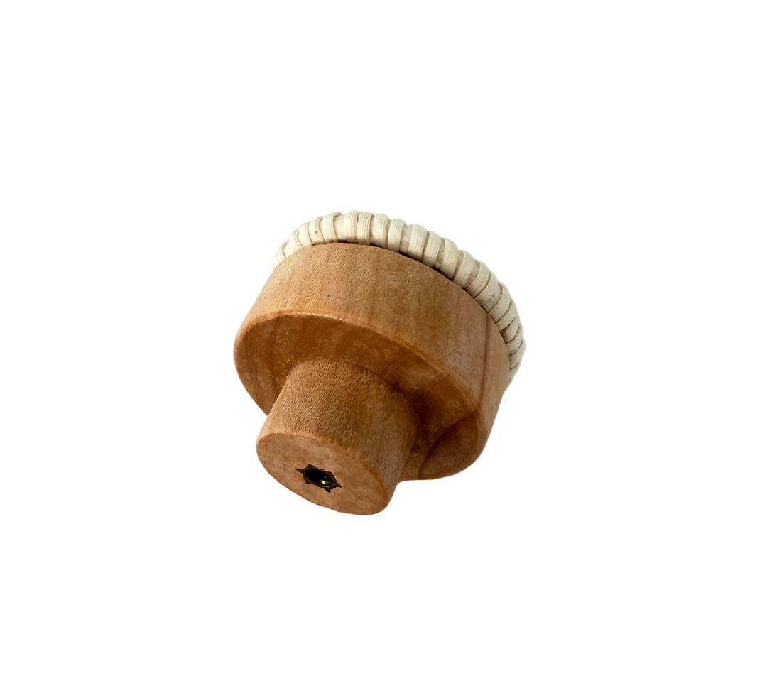 Round Wood and White Color Rattan "Sasha" Round Cabinet Knob