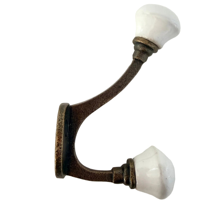 Off-White Ceramic Hook Farmhouse Decor Hardware