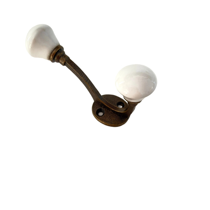 Off-White Ceramic Hook Farmhouse Decor Hardware