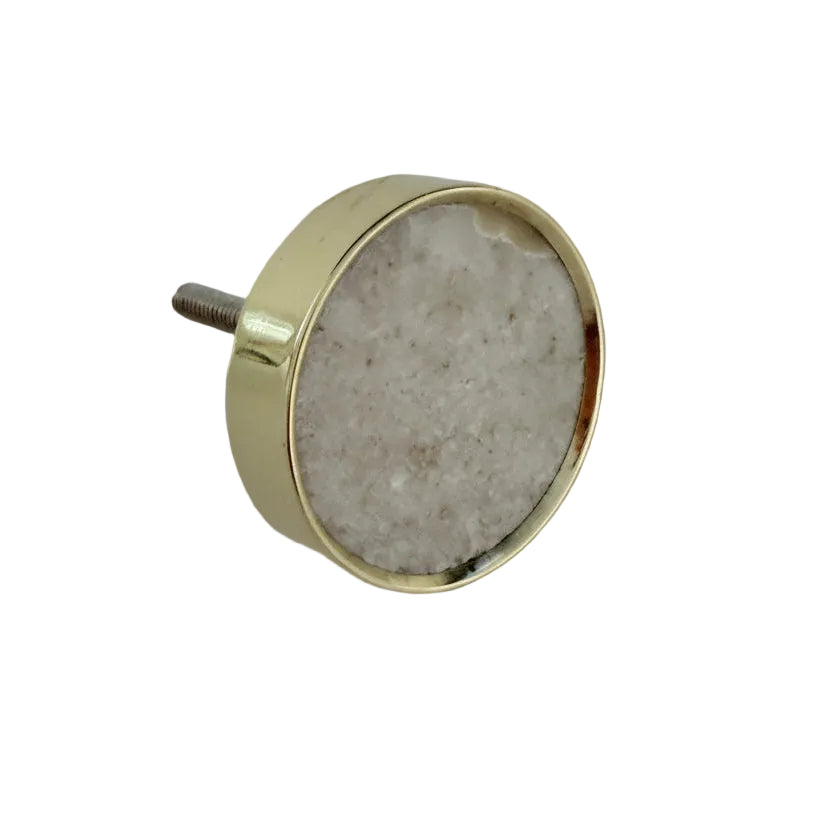 Round Brass and Marble "Jaipur" Cabinet Knob - Purdy Hardware - Cabinet Knobs