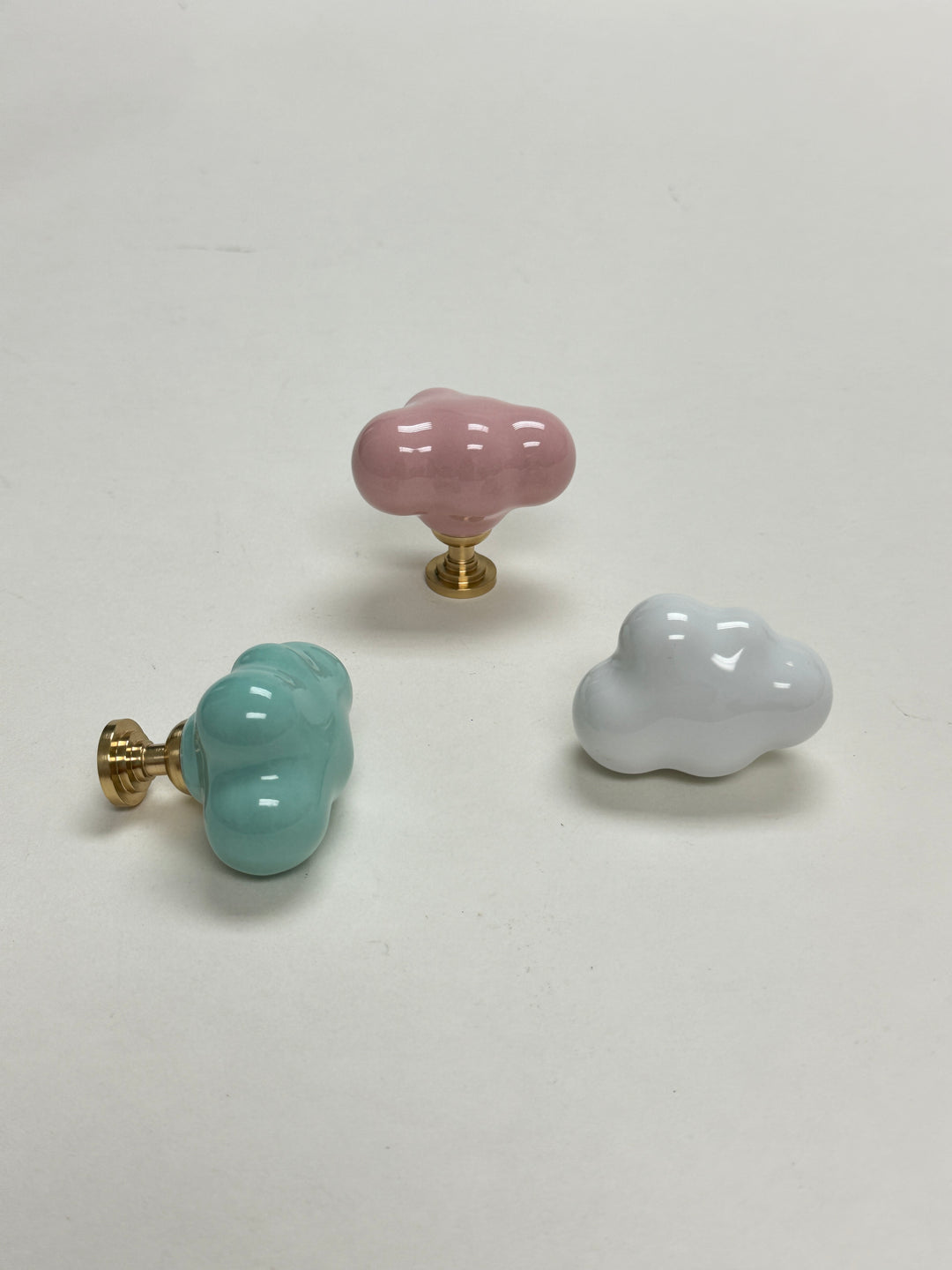 Ceramic Clouds Pink or White Colors Cabinet Knobs