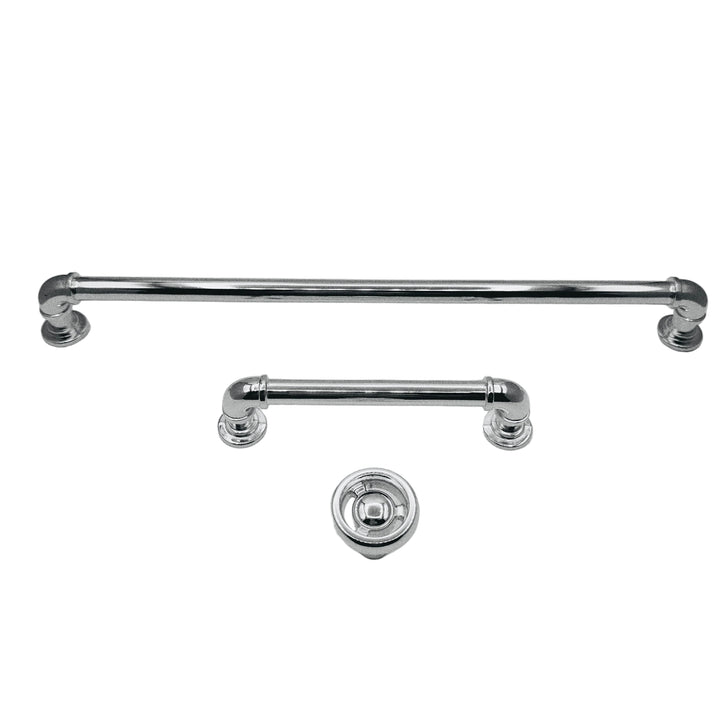 Chrome "Eklektikos" Pipe  Cabinet Knob & Drawer Pull