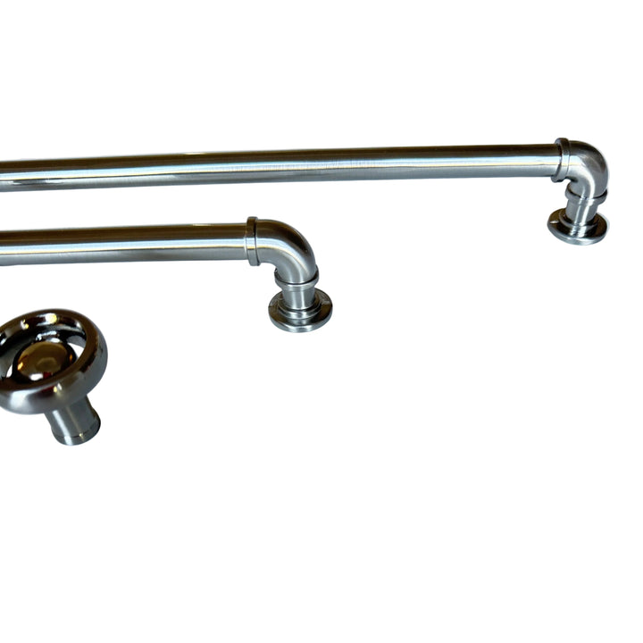 Brushed Nickel "Eklektikos" Pipe  Cabinet Knob & Drawer Pull