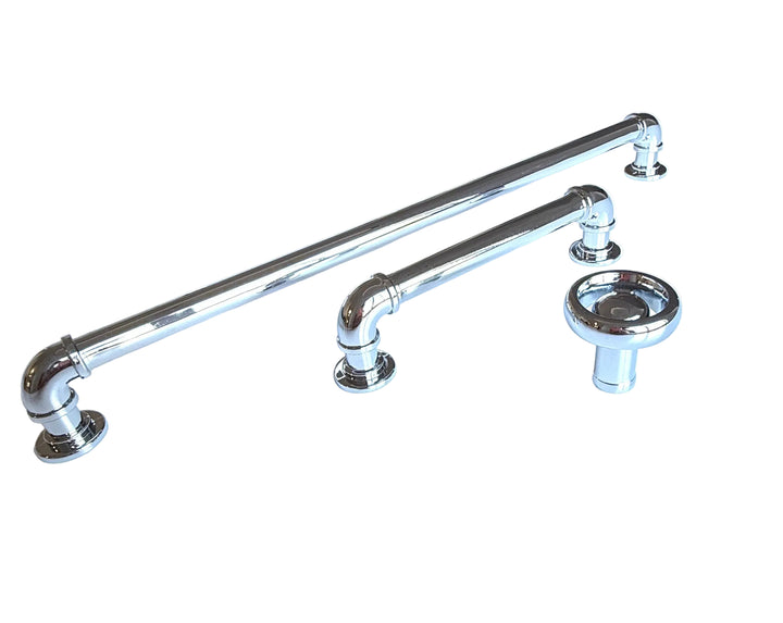 Chrome "Eklektikos" Pipe  Cabinet Knob & Drawer Pull