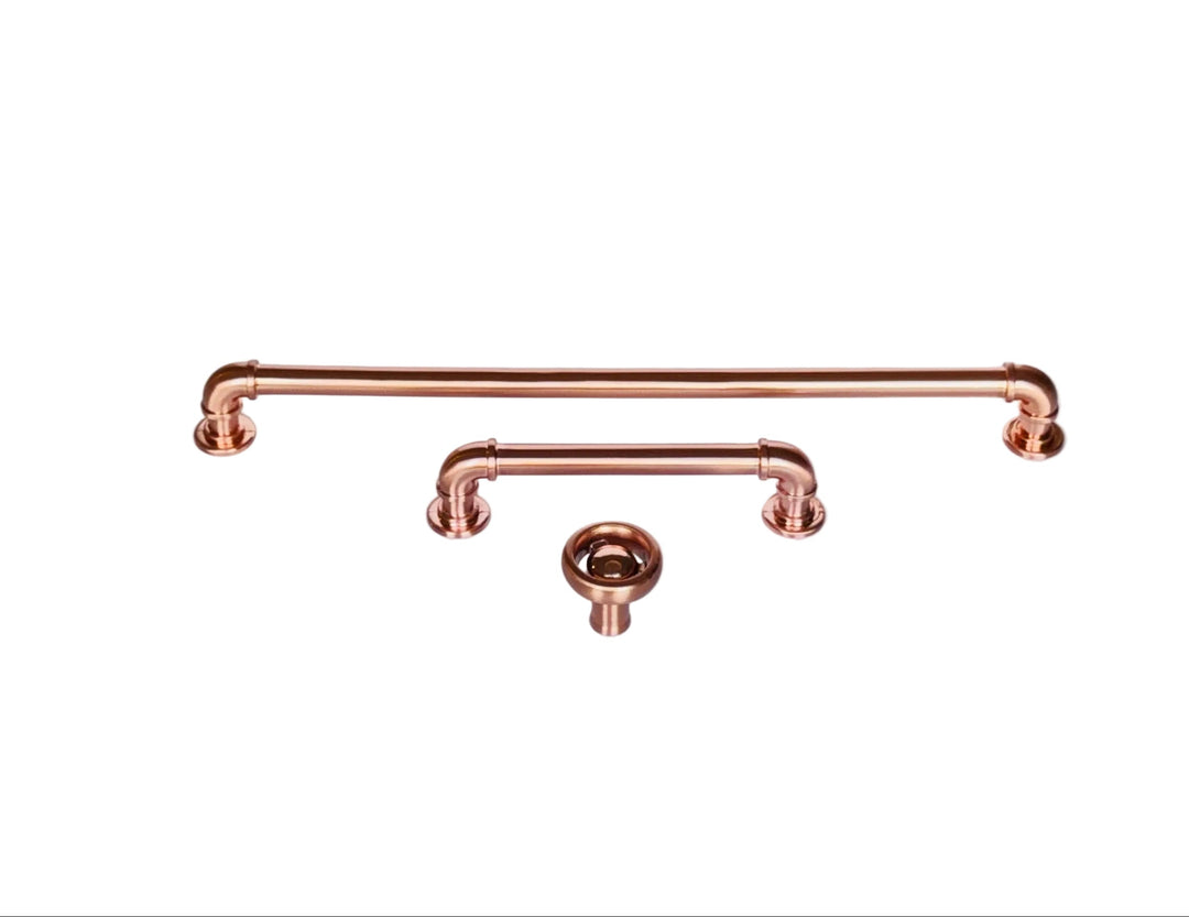 Rose Gold "Eklektikos" Pipe  Cabinet Knob & Drawer Pull