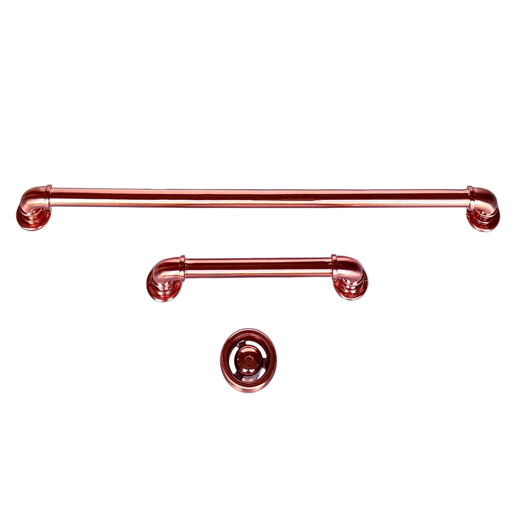 Rose Gold "Eklektikos" Pipe  Cabinet Knob & Drawer Pull