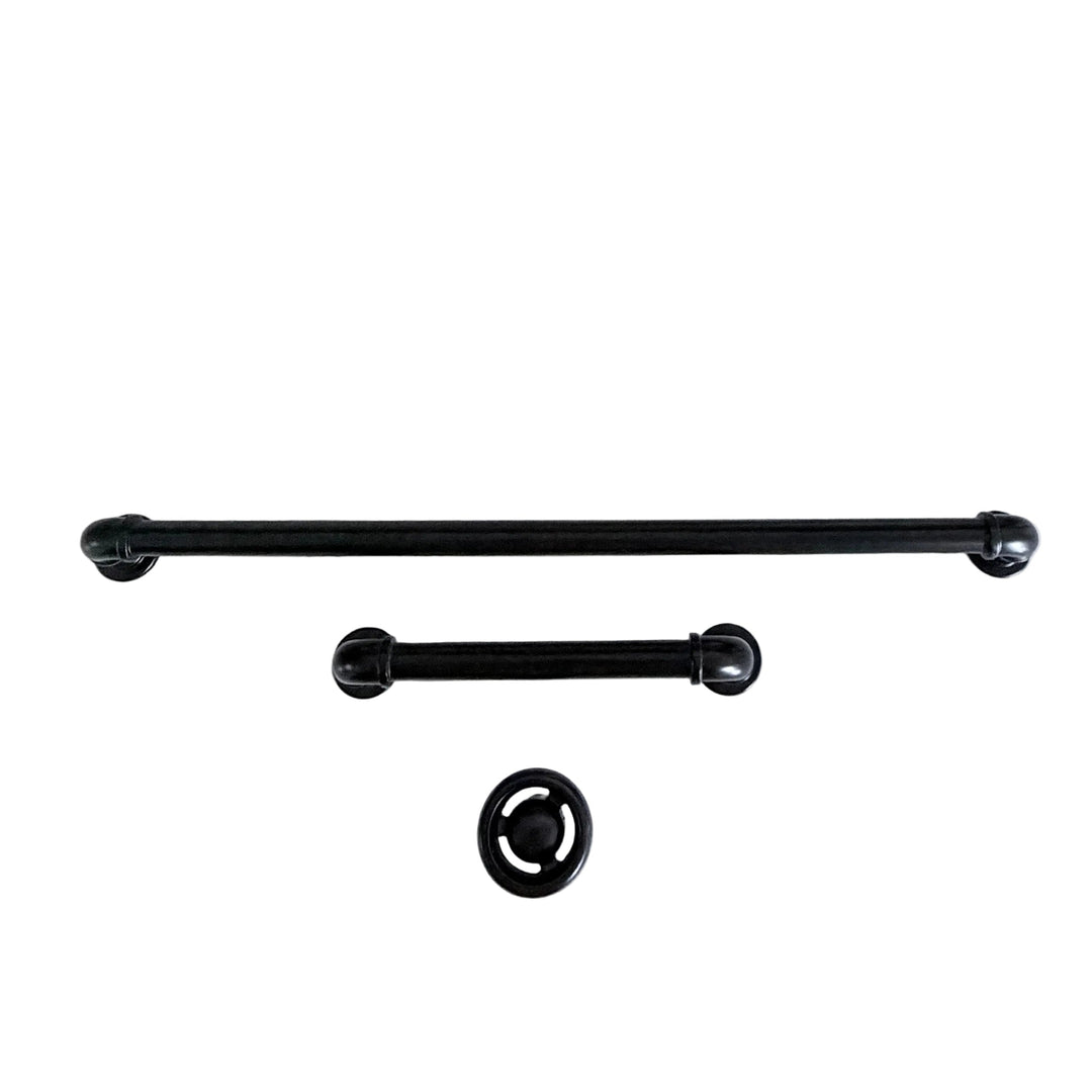 Matte Black "Eklektikos" Pipe  Cabinet Knob & Drawer Pull