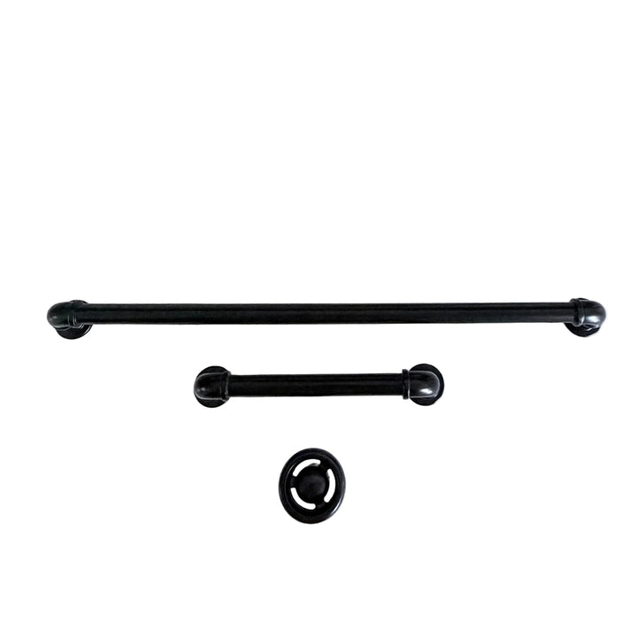 Matte Black "Eklektikos" Pipe  Cabinet Knob & Drawer Pull