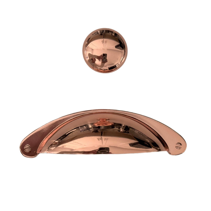 Polished Copper Cup Pull and Cabinet Knob