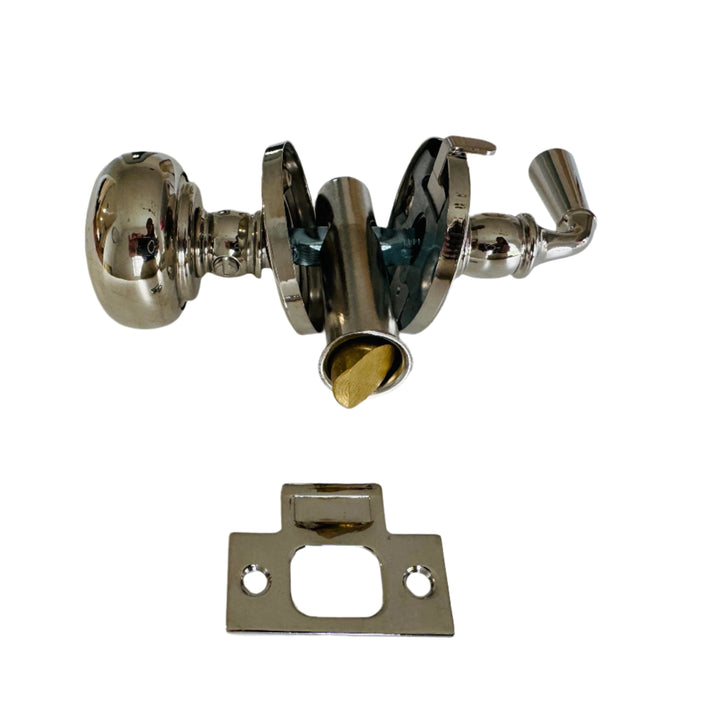 Polished Nickel Screen Door Mortise Latch with Knob & Lever