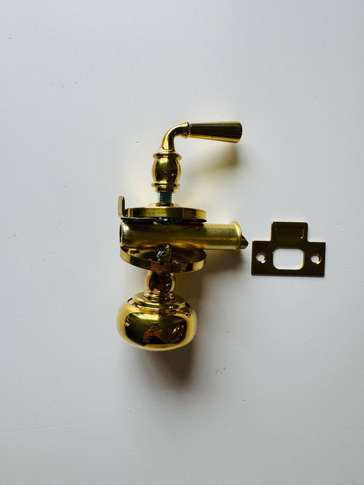 Polished Brass Screen Door Mortise Latch with Knob & Lever