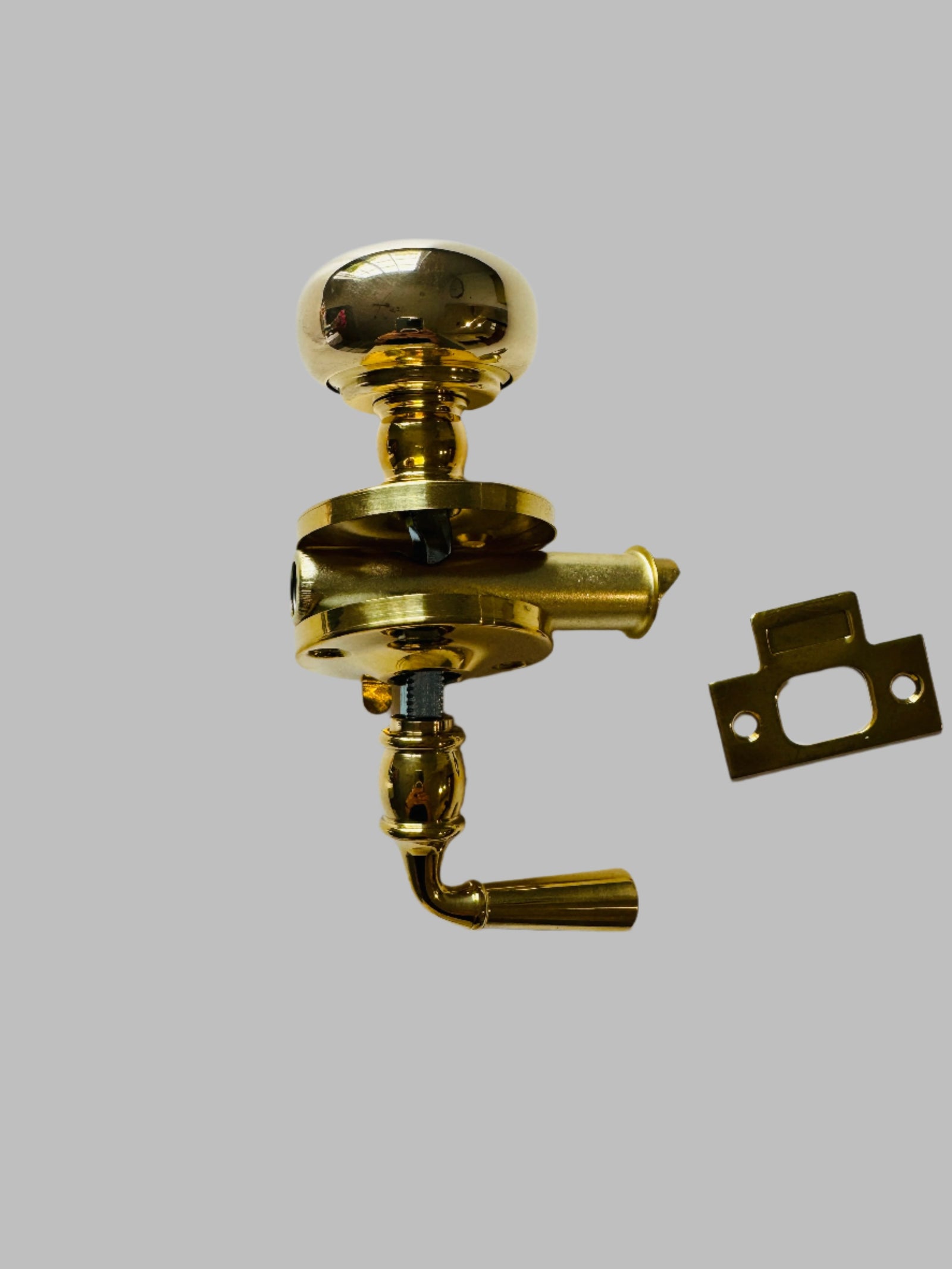 Polished Brass Screen Door Mortise Latch with Knob & Lever - Purdy Hardware - Door Hardware